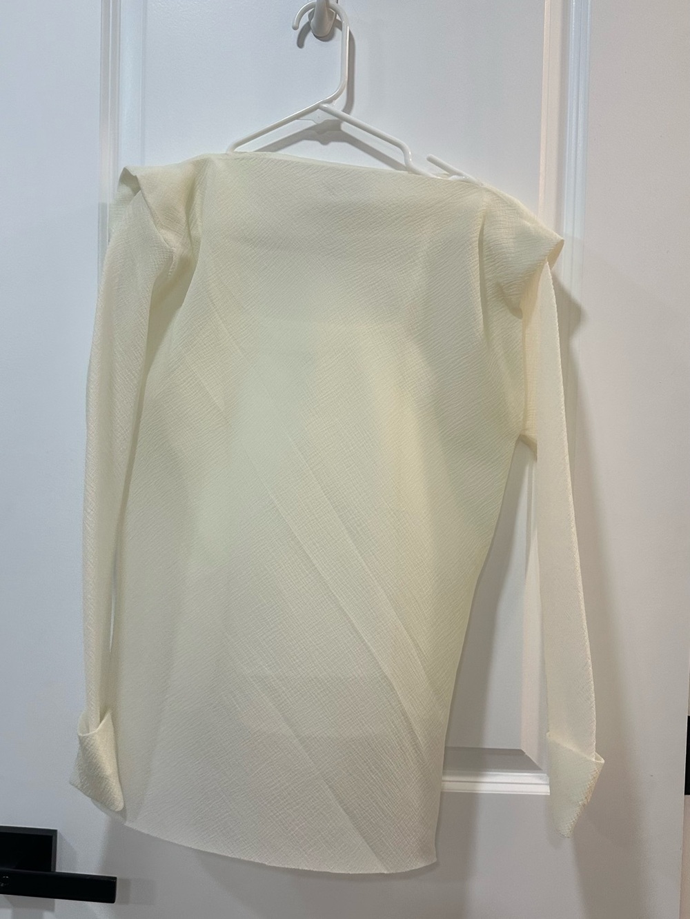 Women's Cream Long-Sleeve Textured top